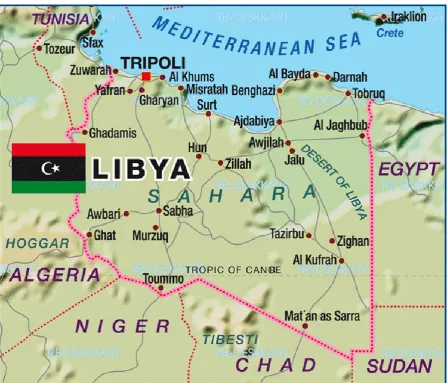 Figure 3.1: Map of Libya, source: (http://www.mapsofworld.com/libya, 2014) 