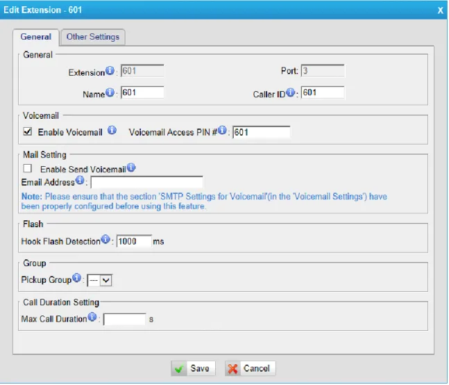 Figure 6-3 Edit FXS Extension 