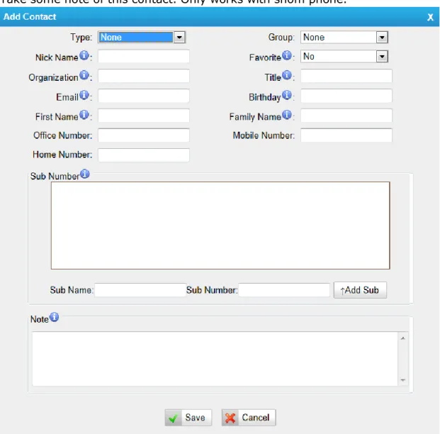 Figure 6-12 Add a Contact  2)  Upload Phonebook 