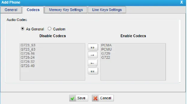Figure 6-14 Select the Codec 