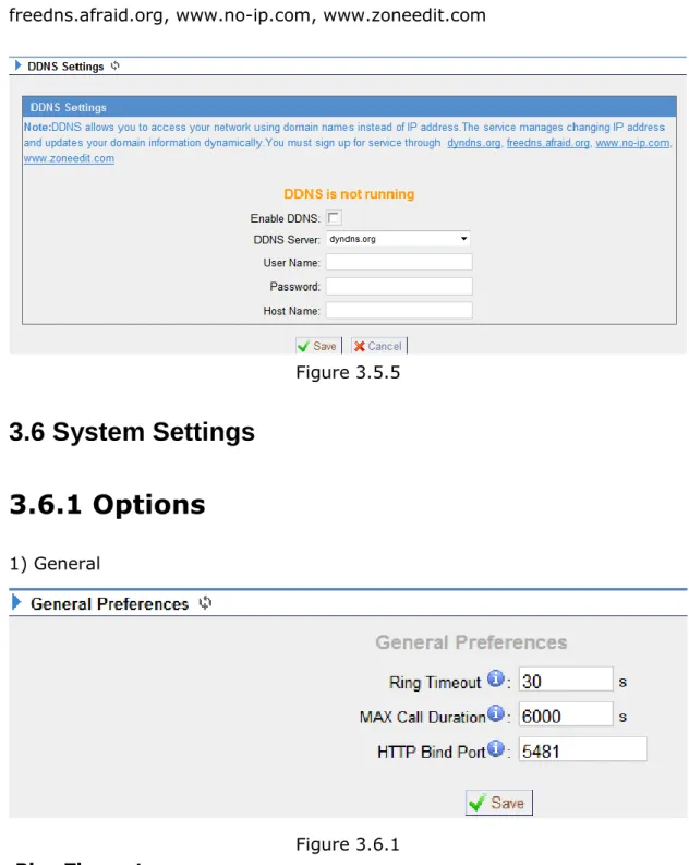 Figure 3.5.5  3.6 System Settings  3.6.1 Options  1) General  Figure 3.6.1  ·Ring Timeout 