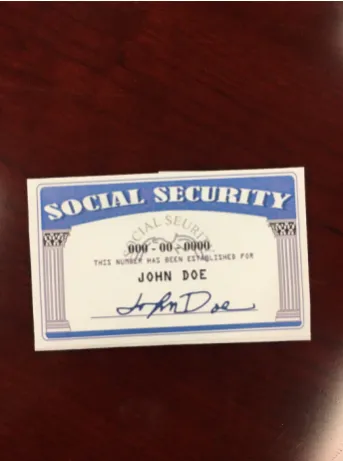 Figure 2.  Augmented SSN document image was taken from iPhone 6S camera (Size 2.2 MB) (Width 3024 and Height 4032 pixels) 
