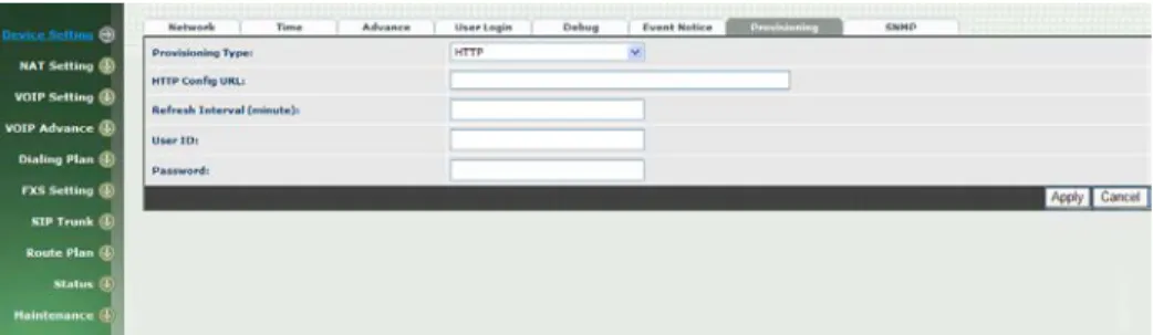 Figure 2-7-3 Provisioning type of Http 