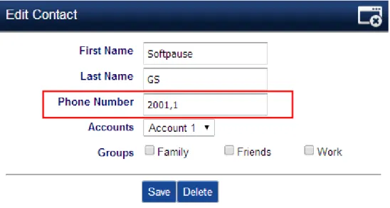 Figure 3: Soft pause for phonebook entry     