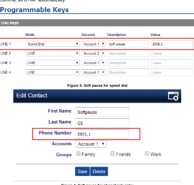 Figure 3: Soft pause for speed dial 