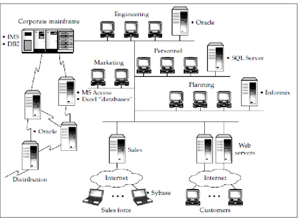 Figure 1. DBMS usage in a typical corporate network 