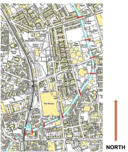 Fig. 4-6: Sections 18 – 24: Canal Street works to Railway Bridge. Scale at source 1:10000 
