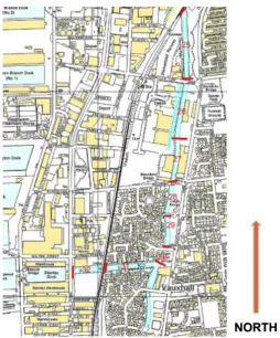 Fig. 4-7: Sections 25 – 32: from Railway Bridge to Stanley Dock. Scale at source 1:10000 