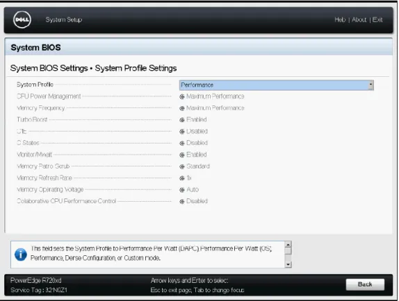 Figure 2. Dell R720xd BIOS System Profile. 
