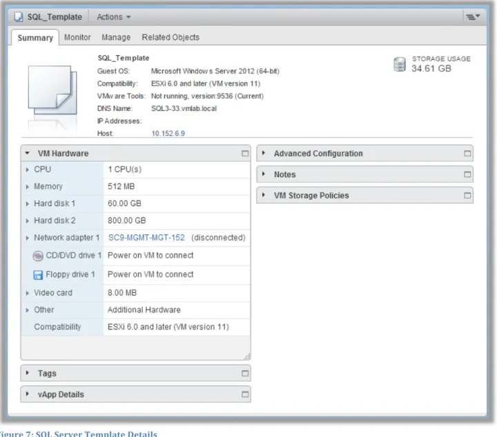Figure	  7:	  SQL	  Server	  Template	  Details	   	  
