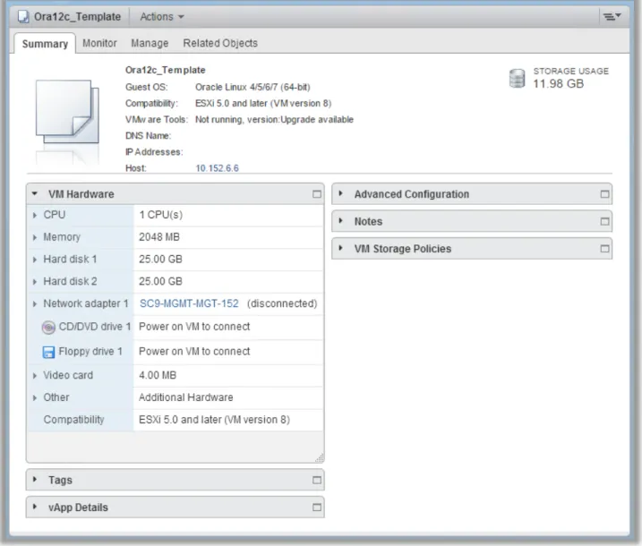 Figure	  8:	  Oracle	  Template	  Details	   	  