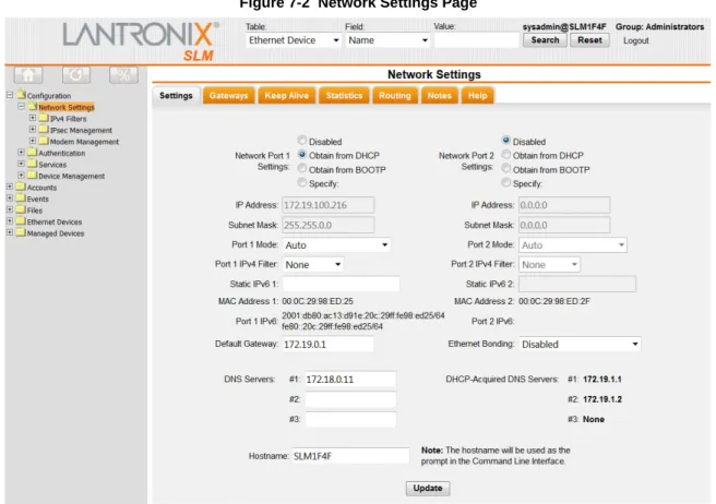 Figure 7-2  Network Settings Page