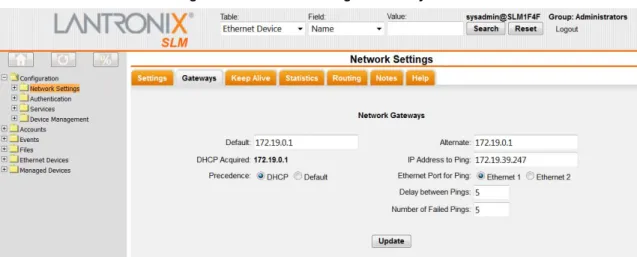 Figure 7-6  Network Settings - Gateways Tab