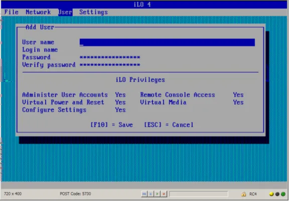 Figure 5 iLO RBSU Add User window