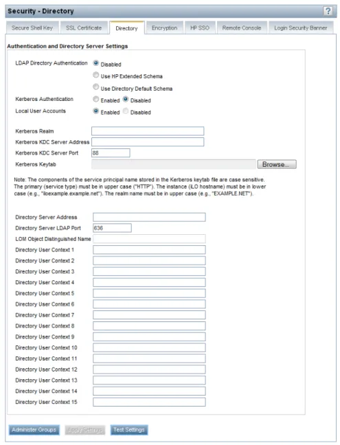 Figure 23 Security - Directory page