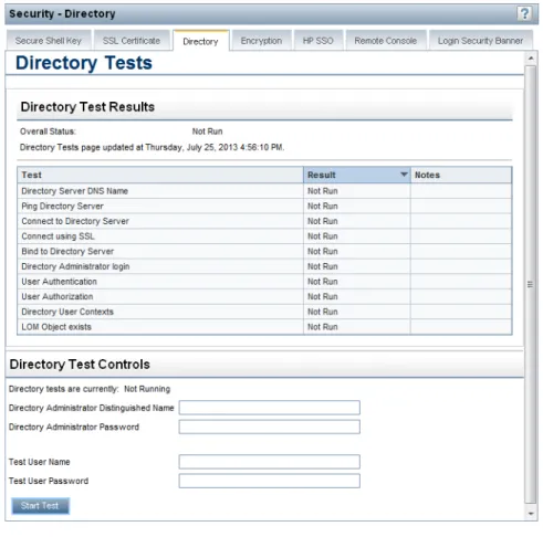 Figure 24 Directory Tests page