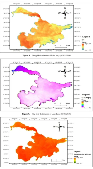Figure 10.  Map distribution conductivity of Lake Itasy (01/01/2019) 