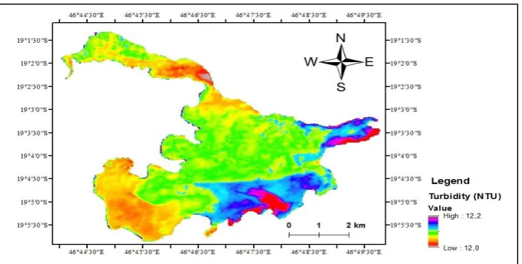 Figure 11.  Map turbidity distribution of Lake Itasy (01/01/2019) 