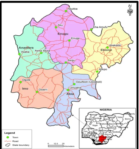 Table 1.  The Distribution of Population in the South East 