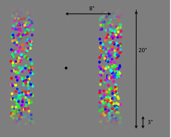 Figure 1. Stimulus configuration. Stimuli in all versions of the study had the same spatial configuration, as above