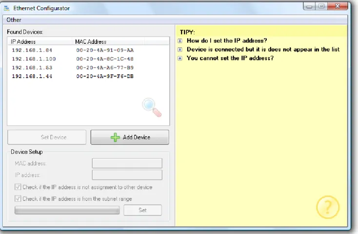 Fig. 6 – Ethernet Configurator for IP address setting 