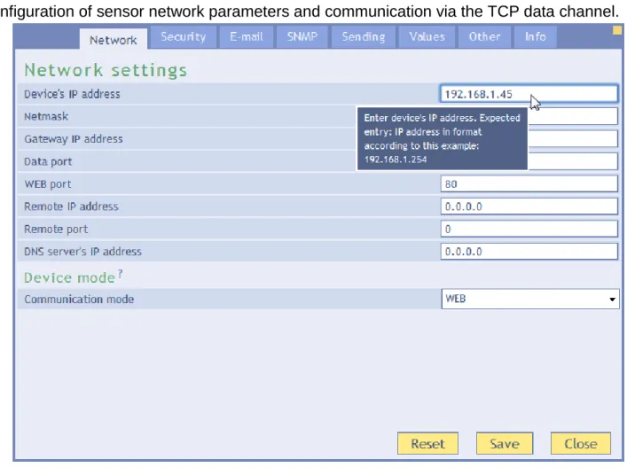 Fig. 9 – Network configuration tab 