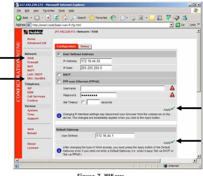 Figure 7.  WAN page 5.1  Connecting a PC and logging in