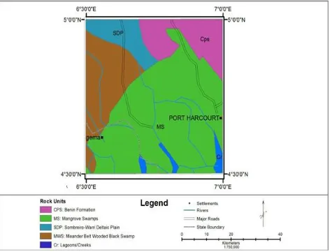 Figure 1.  Geological map of the study area (Obtained from the Nigerian Geological Survey Agency, NGSA, Abuja) 