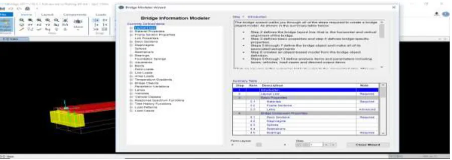 Figure 3: Bridge modeller process in Csi bridge 