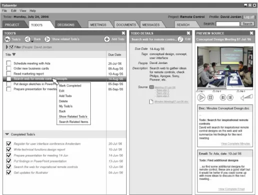 Fig.  4.  The  Todo’s  tab,  listing  both  automatically  created  and  manually  added  todo’s