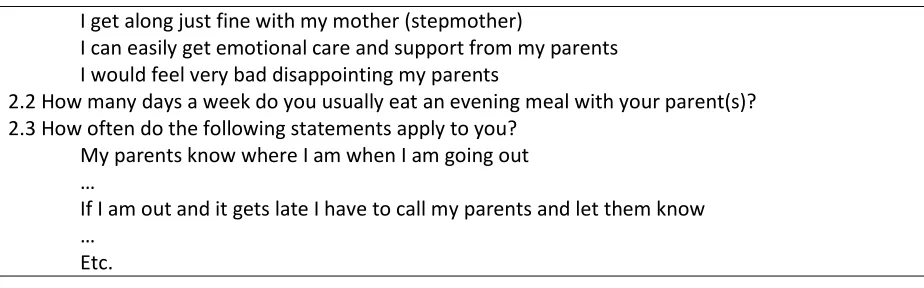 Table 2 provides the outlines of the ISRD-3 questions about family. They focus almost entirely on 