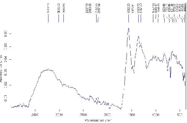 Fig. 1. IR spectrum of the product of C8K reaction with fullerene 