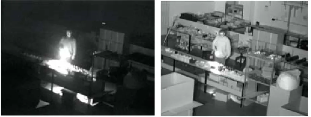 Figure 2.3c  At left, image without an IR illuminator; at right, image with an IR illuminator.
