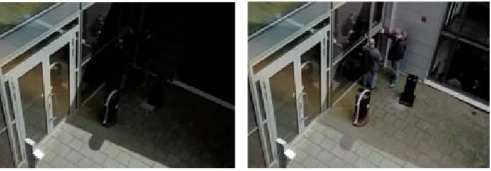 Figure 3.5a  At left, image without wide dynamic range. At right, image with wide dynamic range applied.