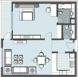 Fig. 1: A sample layout of a house with four rooms beingconsidered in this study.