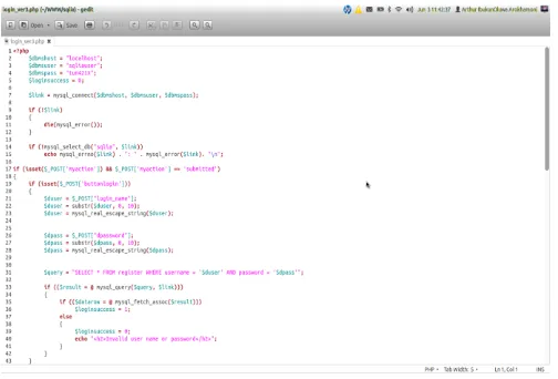 Fig. 4.8: A Snapshot showing a segment of the source code 