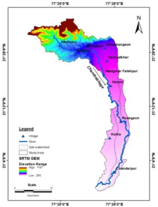 Fig. 2: Digital elevation map of the study area 