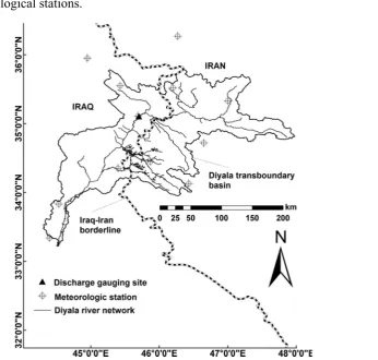 Figure 1. Diyala watershed (case study example) and the locations of the  hydro-meteorological stations
