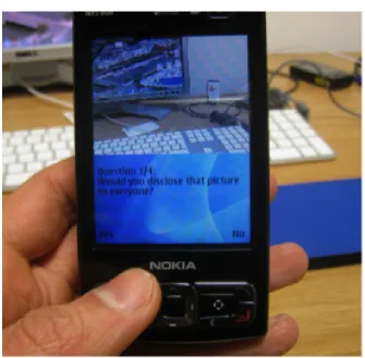 Fig. 3 The LocShare application running on a Nokia N95 smartphone as used in our experimentaltestbed