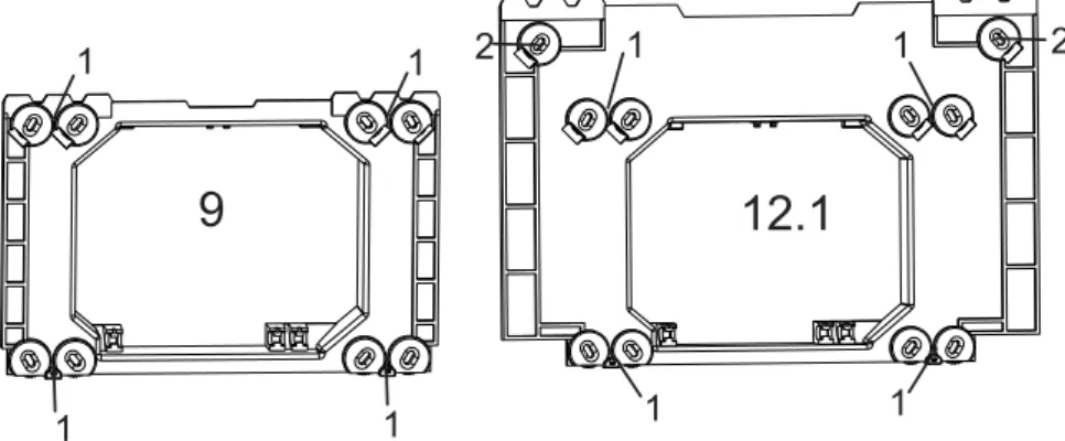 Fig. 14:  Fixture of the mounting frame for the 9" and 12.1" display 