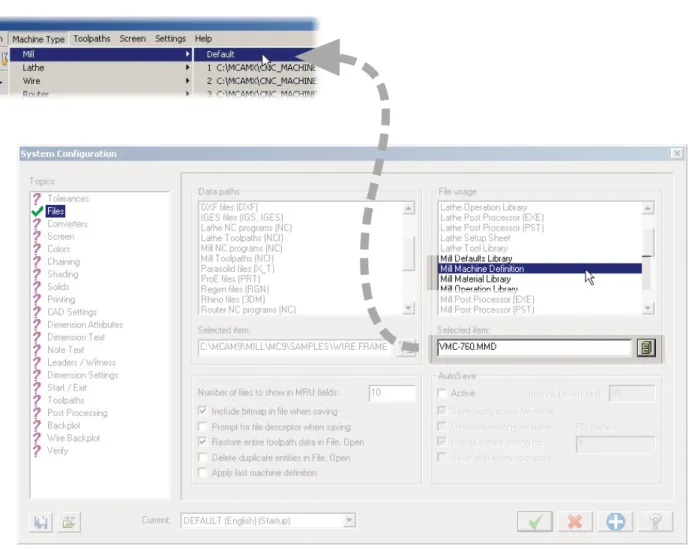 Figure 6:  Selecting a default machine definition