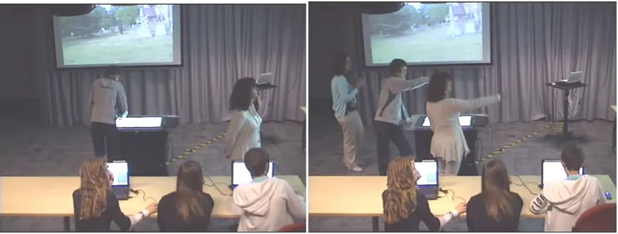 Fig. 10: Transitions between tabletop and mirrored projection in the Church  study (mirrored projection is to the right)