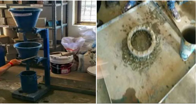 Fig – 1 (a) Compaction Factor Test                (b) J-Ring Test 