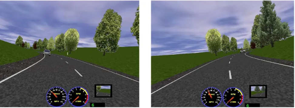 Figure 2. Rider view of vehicle hazard on the left-hand bend (left panel) and on the right-hand bend (right panel).doi:10.1371/journal.pone.0029978.g002