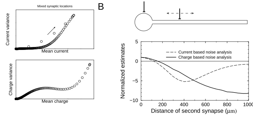 Figure 3: Break down of noise analysis when multiple synapses are distributed along dendrite