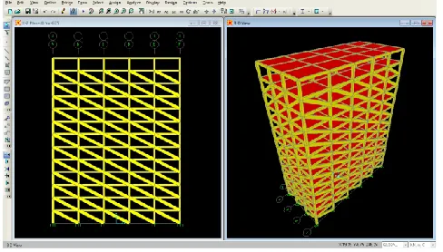 Figure 11. Model 6 showing Elevation at second frame and 3D view 