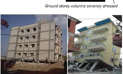 Figure 3. Failure due to large lateral displacement in soft storey 