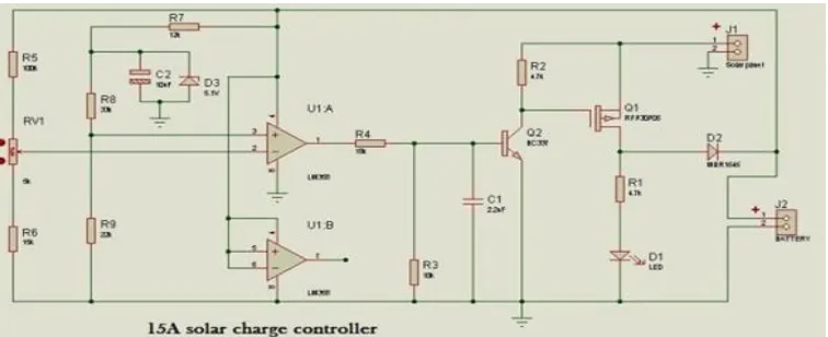 Figure 5: Circuit diagram of 15A solar charge controller 