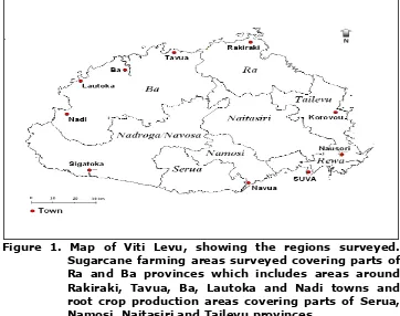 Figure 1.  Map of Viti Levu, showing the regions surveyed. 