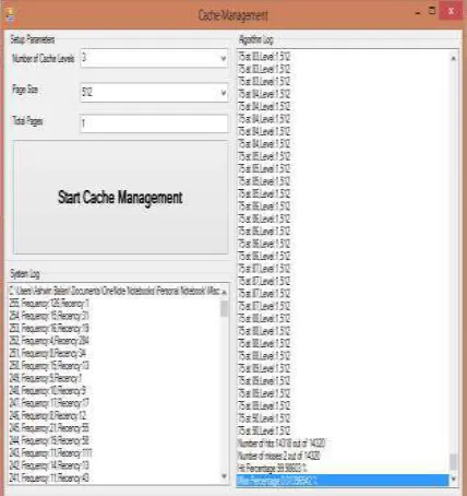 Fig. 2: Output Screen showing Parameters and System Cache Memory Size. 